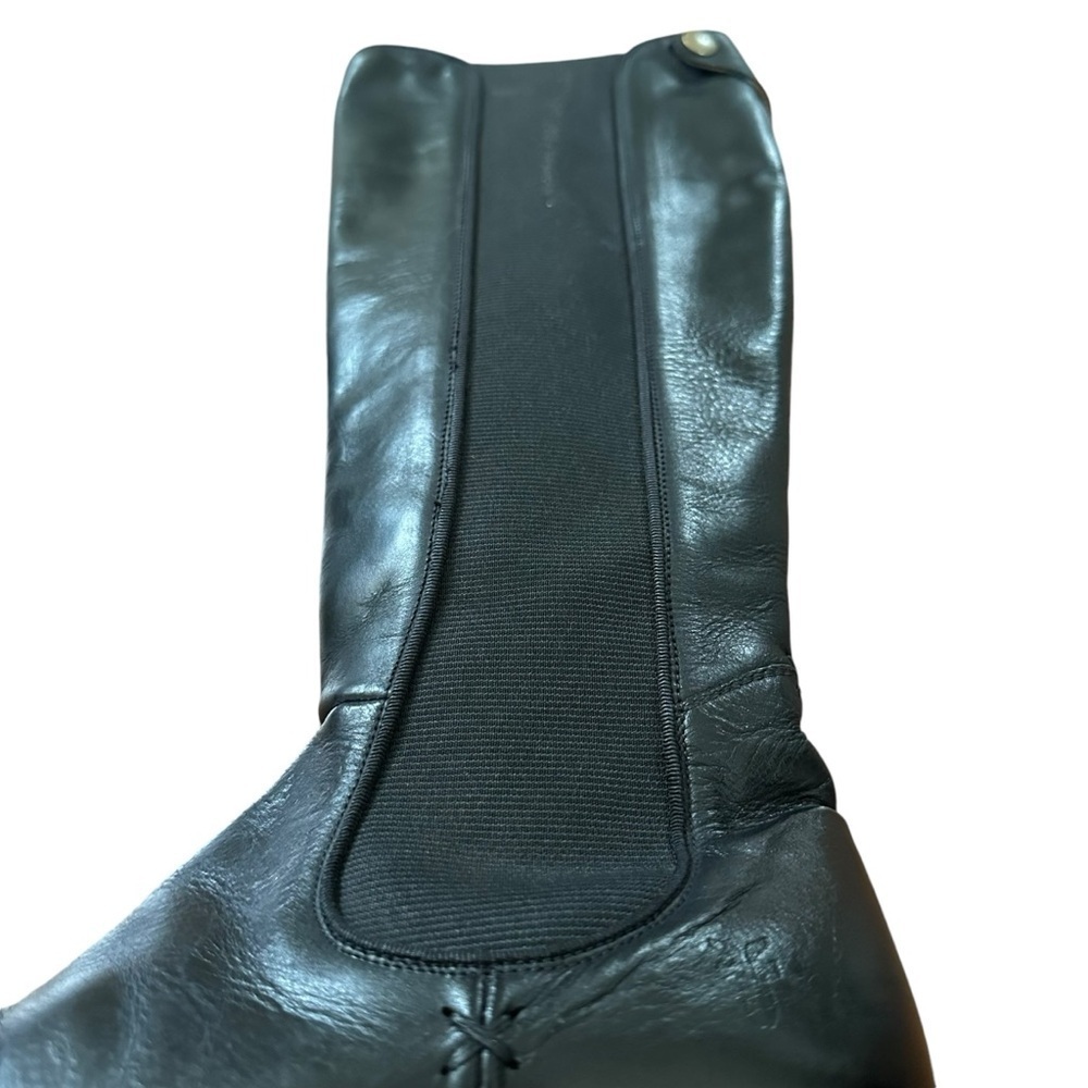 Frye Side Stretch Black Leather Knee High Riding Boots Size 6 - Picture 13 of 14